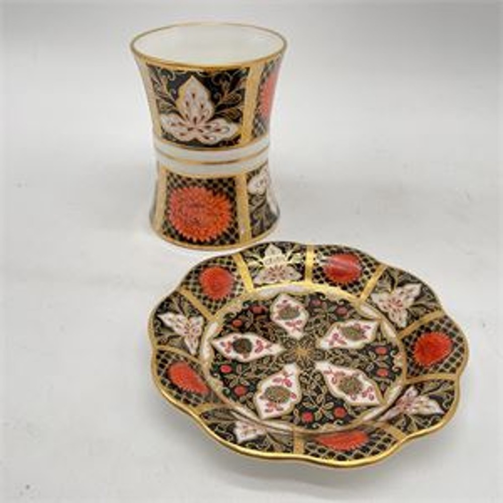 Abbeydale Bone China Chrysanthemum Small Dish & Vase Vintage Imari Style Multi